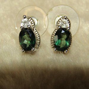 Vintage Nataliya V. Collister sterling and emerald earrings